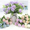 Fleurs décoratives 10 Pcs Artificielle 7 Têtes Peinture À L'huile Hortensia Bouquet Soie Fleur Décoration De Mariage Maison Hoptel Pographie Props Faux