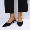 샌들 여름 신축 밴드 쇼 힐 펌프 여성 신발 2023 우아한 뾰족한 발가락 단색 웨딩 파티 샌들 리아 작업
