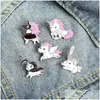 Broches Broches Émail Pin Pour Femmes Mode Robe Manteau Chemise Demin Métal Drôle Rose Dessin Animé Animal Broche Broches Badges Promotion Cadeau Dhtnx