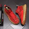 Winter Nieuwe Red Black High Tops for Men Lace Up Dikke Bottom Shoes All Match Causal Loafers Walking Sneakers Zapatos HOMBRE