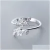 Solitaire Ring Japanese And Korean Simple Temperament Leaves Fashionable Opening Adjustable Leaf Rings Drop Delivery 202 Dhxvn