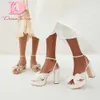 High Ladies Fashion Gruby Obcasy marka Solid Bow Platforma Sandałów Sandały Kobiety Eleganckie buty Kobieta T230208 662