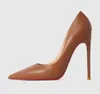 Luxurys per scarpe con tacchi alti da donna Pompe nere Shiny Shote Shote punta di punta 8 cm da 10 cm da 12 cm tacchi sottili battiti nudi in pelle nudo pompe da donna con scatola 35-44