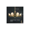 Pendant Lamps Natural Marble Led Chandeliers Livingroom Restaurant Bedroom Lighting Fixtures Brass E14 Bb Luminaire Suspension Drop Dh90Q