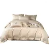 Bettwäsche-Sets, hochwertiges Bett aus reiner Baumwolle, vierteiliges Set im europäischen Stil, exquisite Stickerei, digital bedrucktes Satin-Bettbezugblatt