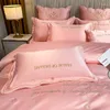 Bedding conjuntos de roupas de cama de cama nórdica Conjunto de lençóis de luxo egípcio bordado de algodão lençóis e fronhas de edredom dupla