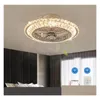Ventilatori da soffitto Bluetooth Crystal Smart Modern Led Fan Lampade con luci App Telecomando Ventilatore Lampada Silent Motor Bedroom Decor Dhl0R