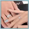 Band Rings Fashion Open Gypsophila Couple Classic Style Adjustable Copper Seal Jewelry For Wedding Drop Delivery Dhucq