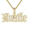 Choker 2023 Small Sized Hip Hop Men Jewelry Micro Pave 5A CZ Letter Hustle Pendant Iced Out Rock Punk