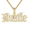 Choker 2023 صغير الحجم الهيب هوب الرجال المجوهرات Micro Pave 5A CZ Letter Hustle Pendant Iced Out Rock Punk