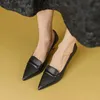 Leather Elegant Pumps Women Genuine Thin High Heel Fashion Slip on Office Work Shoe