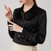 Women's Blouses Silk Shirt Women's 2023 Early Spring Office ol pak senior binnen zintuig satijn met lange mouwen topontwerp moerbei