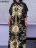 Abiti casual VONDA Bohemian Maxi Dres Mezza manica Increspato Vintage stampato Party Robe Femme Summer Loose Ruffles Abiti 230209