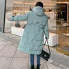 Korki damskie płaszcze zimowy płaszcz dla kobiet parkas kurtki oversize z kapturem długi bawełniany kurtka super koreańska moda