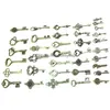 Charms 40pcs/1 Set Fack Heart Bow Bow Collece Penne Antique Vintage Old Look Bronze Skeleton Keyscharms Drop Delive 202 DHS8F