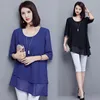 Women's Blouses Vintage Chiffon Blouse Women Shirt Black Blusas Irregular Mujer De Moda Summer Korean Tunic Tops Long Shirts Kimono