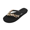 Kupki damskie letnia moda Koreańska wersja Flat z cekinami Rhinestone Flip-Toe Buty plażowe