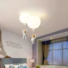 Luci Creative Carenone Kid Lampada per camera da letto con astronauta Acrilico paralamode a bolla colorata lampada a soffitto e27 bulbo rosa verde 0209