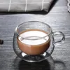 Tazze Tazza in vetro a doppio strato resistente al calore Alto borosilicato con manico Tazza da caffè da ufficio creativa