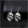 Bengelen kroonluchter groothandel abalone oorbellen geometrische shell mode colorf unieke charmes vrouwen sieraden decoratie dhads