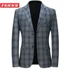 Men's Suits Blazers FGKKS Casual Blazers Korean Version Slim-Fit Trend Business Coat High-Quality Design -Selling Fashion Suit Men 230208