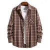 Men's Casual Shirts Patchwork Color Plaid Shirt Men 2023 Autumn Fashion Chemise Homme Checkered Long Sleeve Male Blouse