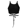 Camisoles Tanks Summer Sexy Party Tops Backless Hollow Out Fitness mouwloze korte gewas Streetwear Zwart veter omhoog