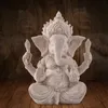 Decorative Objects Figurines VILEAD Sandstone Indian Ganesha Elephant God Statue Religious Hindu Elephant-Headed Fengshui Buddha Sculpture 230208