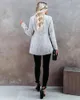 Women's Suits Vintage Women Long Sleeve Gray Blazer Elegant Slim Sport Coat Stand Collar Smart Casual Jacket