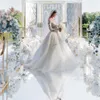 NUOVO Tappeto da 10 metri per specchio da sposa Tappeto T Stage Bianco Argento Corridore Corridoio Tappeto per decorazioni per feste di nozze 0,12 mm ss0209
