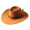 Berets Men's Cool Sun Hat Solid Color Western Cowboy Plain Peaked Cap Large Rope Knight