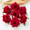 Decorative Flowers 10Pcs Red Flannel Rose Artificial Scrapbooking Candy Box Wedding Center Layout Christmas Party Garden Home Decor