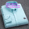Men's Casual Shirts 100% Cotton Oxford Shirt Men's Long Sleeve Embroidered Horse Casual Without Pocket Solid Yellow Dress Shirt Men Plus Size 5XL6XL 230208