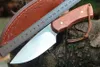 MM6691 Survival Straight Knife 7Cr13Mov Satin Drop Point Blade Full Tang Rosewood Handle Fixed Blade Knives Leather Sheath