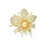 Brooches Light Luxury High Quality Copper Inlaid Zircon Orchid Elegant Dress Coat Brooch Corsage