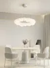 Tavan Işıkları Nordic Living Chandelier Modern Minimalist Krem tarzı Yemek Işık Ebeveyn Yatak Odası Lambalar Beyaz Led Işıklar 0209