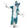 Trajes de mascote de c￣o husky de peles longas figur￵es de tea de desenho animado de desenho animado mascote de car￡ter halloween carnaval figurino de festa