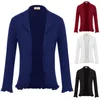 Vestes Femmes Femmes Shrug Bolero pour la fête de mariage Casual Collier de revers ouvert avant ébouriffé manteau de coton doux stretch mince solide court