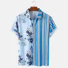 Chemises décontractées pour hommes 2023 été hommes Vintage noir Patch point rayure Hawaiana Chemise hommes à manches courtes Hawaii imprimer plage Chemise Homme