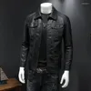 Mäns jackor män kausal pu läderjacka Turned Black Coat Mens Trend Coats 2023 Spring Autumn Motorcykel