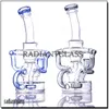 Hookahs dab rig 7.8 '' Azul / cinza / verde jade recicladores Bongos de vidro com banger de quartzo de 14 mm e tubos de água femininos de 14 mm Pedido OEM disponível