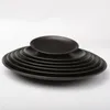 Borden Anti-val Zwart Melamine Rond Dienblad Dinerbord Gerechten Sushi Steak Dessert Thee Servies