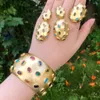 KellyBola – ensemble de boucles d'oreilles et collier de luxe, Vintage, cylindre doré, bracelet, bague, bijoux pour femmes, mariage, fête Superstar