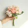 Decorative Flowers 4Colors Silk Rose Hydrangea Hybrid Artificial Flower Bridal Bouquet Wedding Decoration DIY Home Party Fake