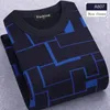 Heren trui trui mannen winter dunne fleece o-neck thermische mannen kleding gebreide striple slank fit pullover pull homme 230209