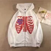 Moletons femininos moletons moda y2k skeleton capuzes mulheres góticas pretas zip up grandes camisetas de tamanho grande