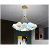 Lampes suspendues Nordic Planet Moon Lustre Designer Creative Salle à manger Chambre Lampe Bubble Ball Net Rouge Ins Living Drop Livraison Dhzr2