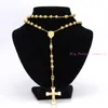 Chaînes Haute qualité 8mm collier en or jaune avec grand pendentif croix de Jésus en acier inoxydable 316L charmant cadeau unisexe bijoux 58 cm 63.9gChains