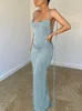 Casual Dresses Backless Maxi Sexig Orange Spaghetti Strap Slim For Women Long Club Party Beach Summer Blue Outfits 2022 New Y2302