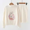 Frauen Pullover Nette 2 Stück Set Kawaii Pullover Pullover Lange Ärmeln Top Stricken Frauen Hohe Taille Rock Anzug Herbst mode Kleidung 230208